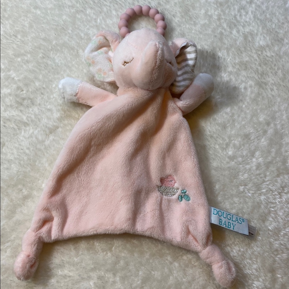 Douglas baby pink elephant teether plush